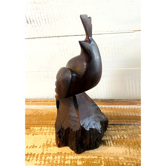 Vintage Hand Carved Wooden Quail Bird Statue 8.75" Tall - Picture 1 of 9
